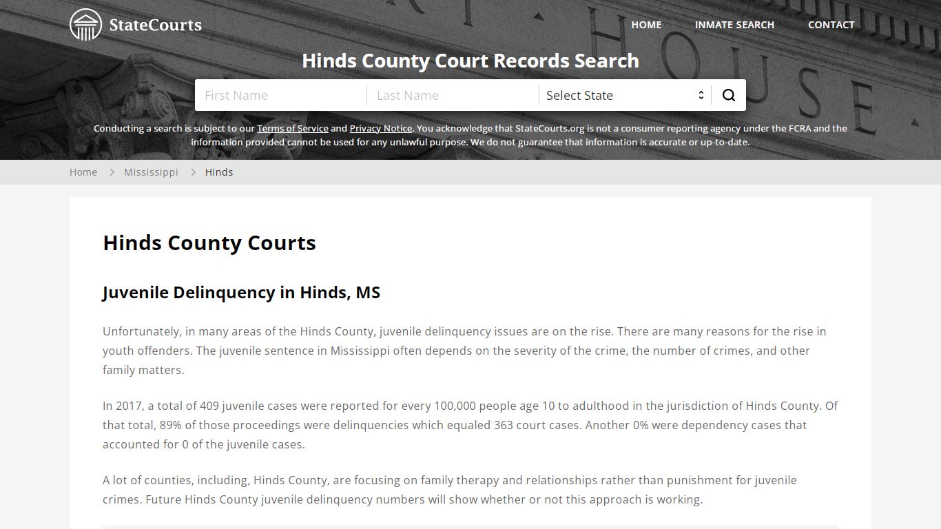 Hinds County, MS Courts - Records & Cases - StateCourts